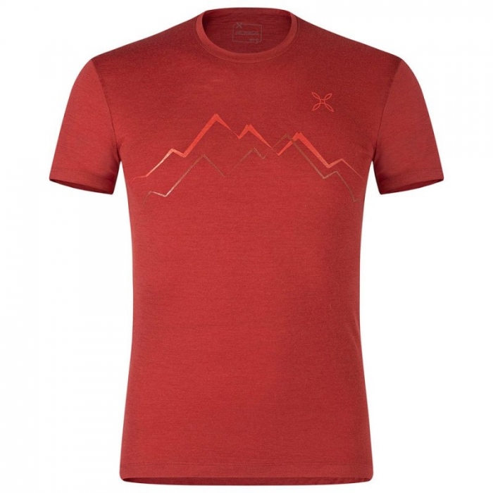 Montura pánské triko Merino Skyline, tm.červená, XL